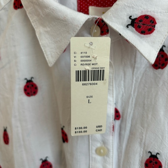 NWT Maeve by Anthropologie Classic Lady Bug Buttondown, Size L - Picture 13 of 13
